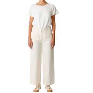 Skunkfunk Cream Wide-Leg Cropped Pants